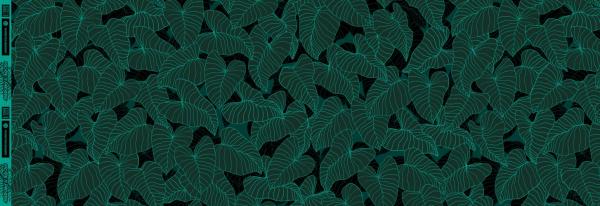 Viskose Tropical Forest Silhouetteblüten auf Schwarz by Swafing